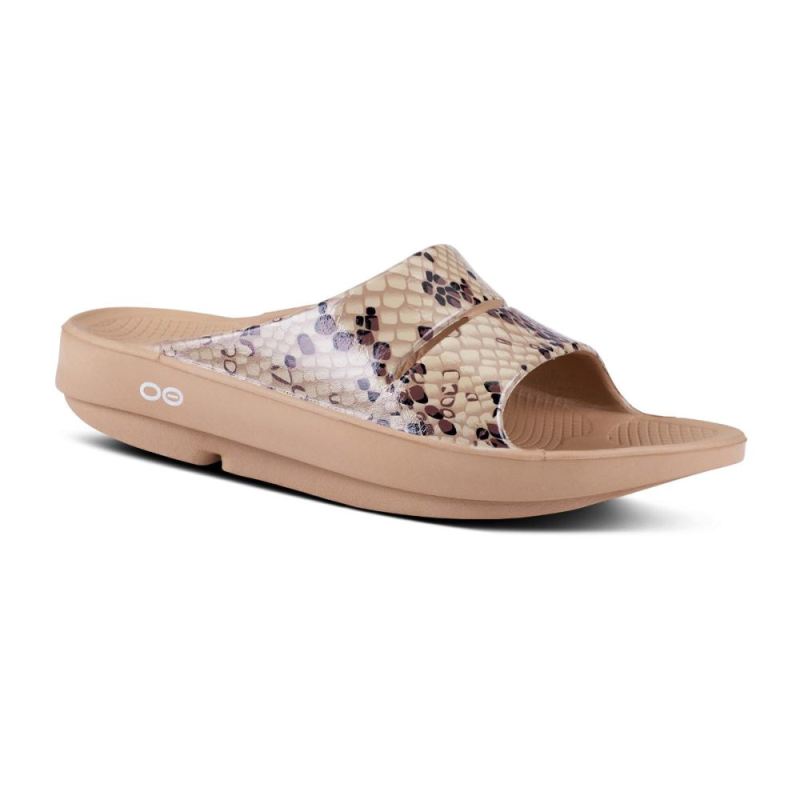 Oofos Women's OOahh Luxe Slide Sandal - Desert Snake