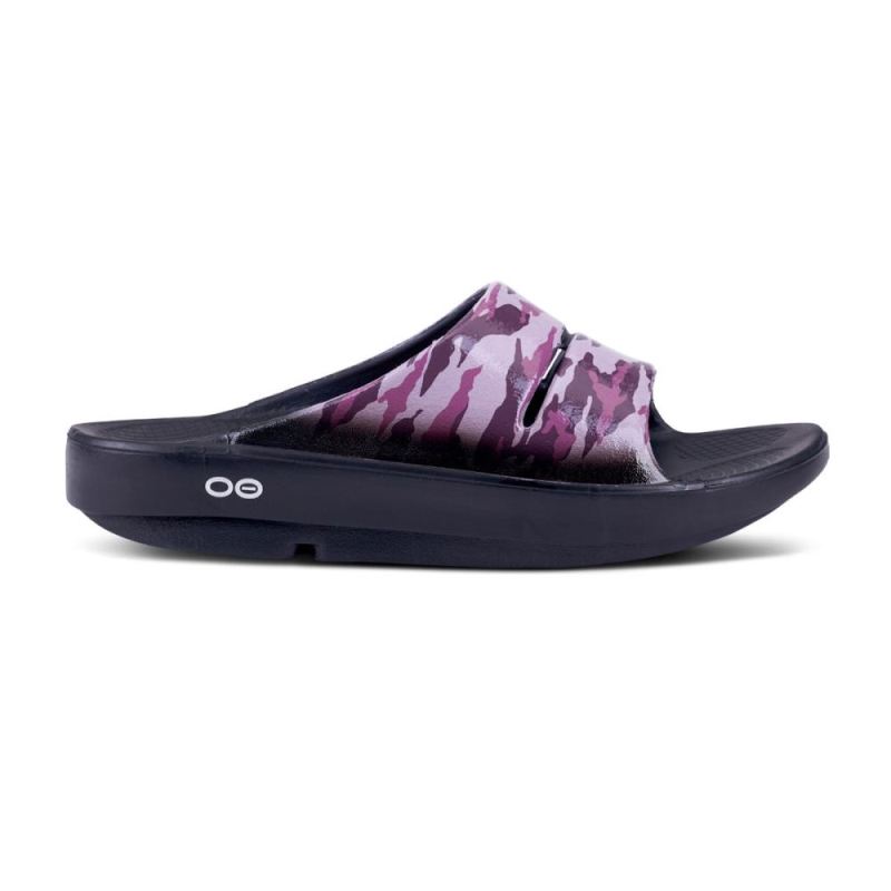 Oofos Women's OOahh Luxe Slide Sandal - Purple Camo q4dbCxxX