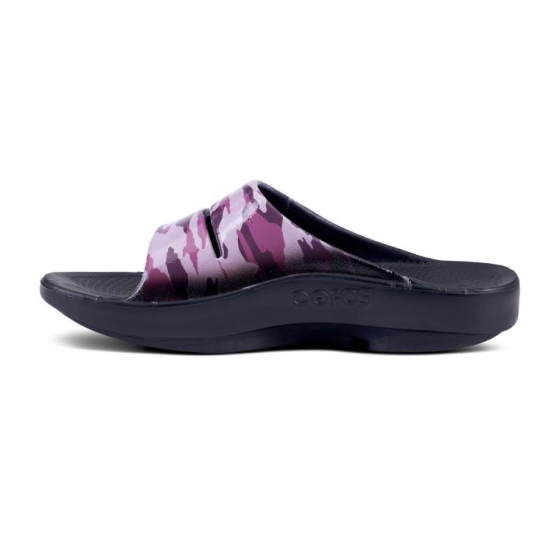 Oofos Women's OOahh Luxe Slide Sandal - Purple Camo q4dbCxxX