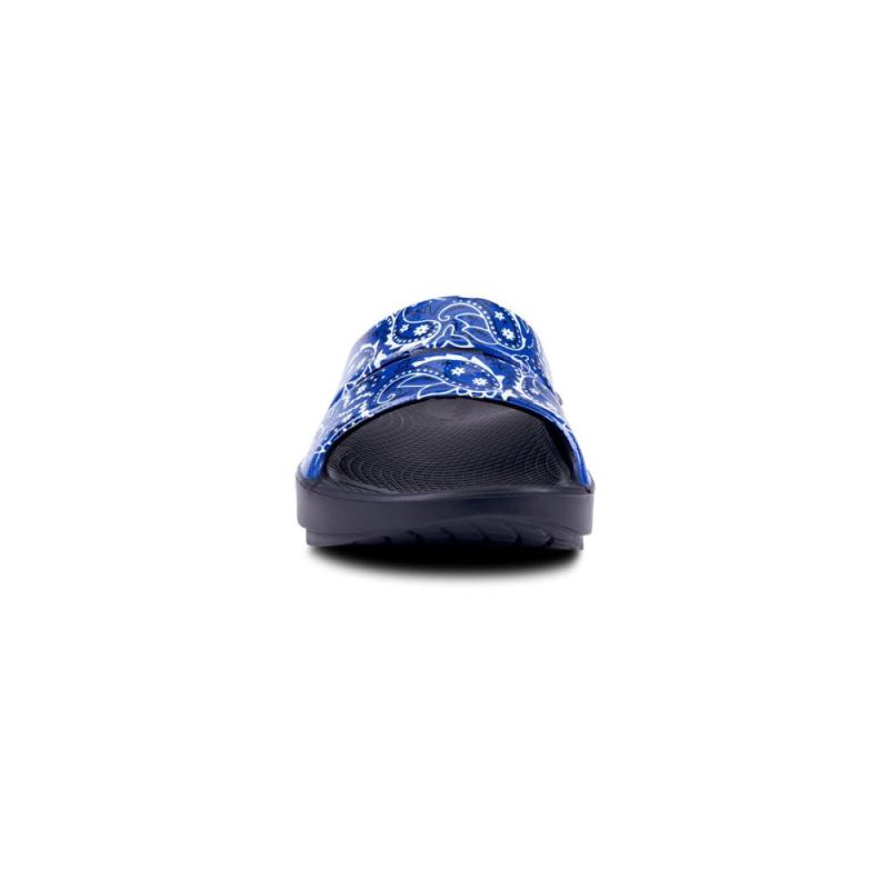 Oofos Women's OOahh Luxe Slide Sandal - Blue Bandana doJg2NGr