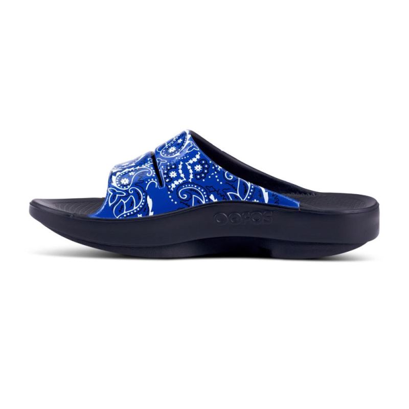 Oofos Women's OOahh Luxe Slide Sandal - Blue Bandana doJg2NGr