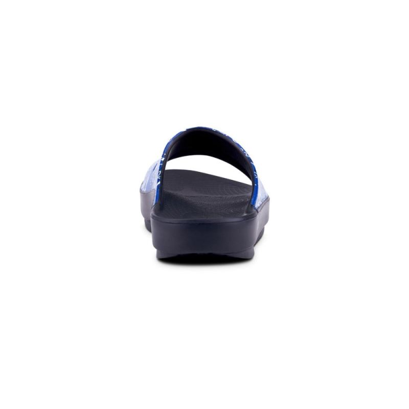 Oofos Women's OOahh Luxe Slide Sandal - Blue Bandana doJg2NGr