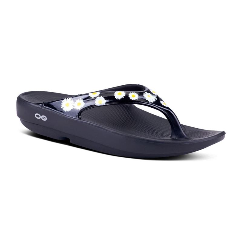 Oofos Women's OOlala Limited Sandal - Black Daisy