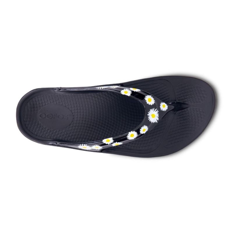 Oofos Women's OOlala Limited Sandal - Black Daisy hdvu8jJx
