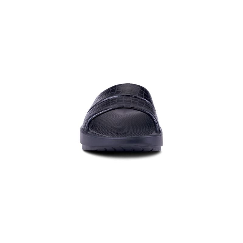 Oofos Women's OOahh Luxe Slide Sandal - Black Gator OQcZlun8