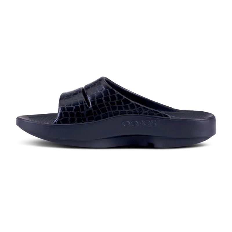 Oofos Women's OOahh Luxe Slide Sandal - Black Gator OQcZlun8