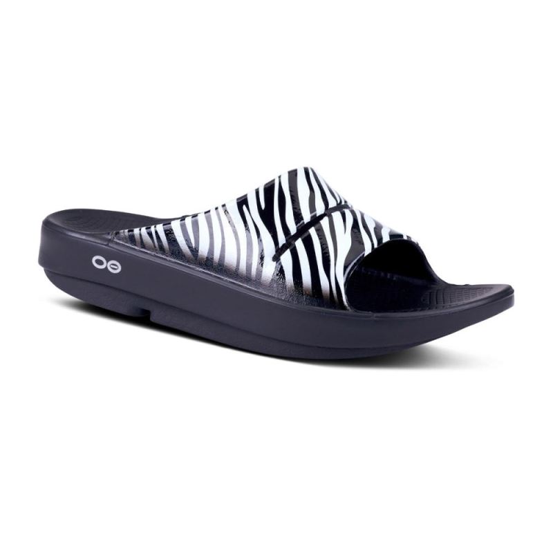 Oofos Women's OOahh Luxe Slide Sandal - Zebra