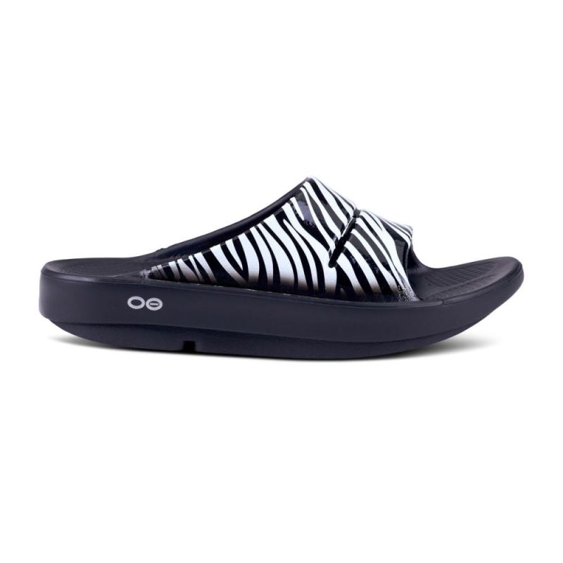 Oofos Women's OOahh Luxe Slide Sandal - Zebra ZbvTVPC5