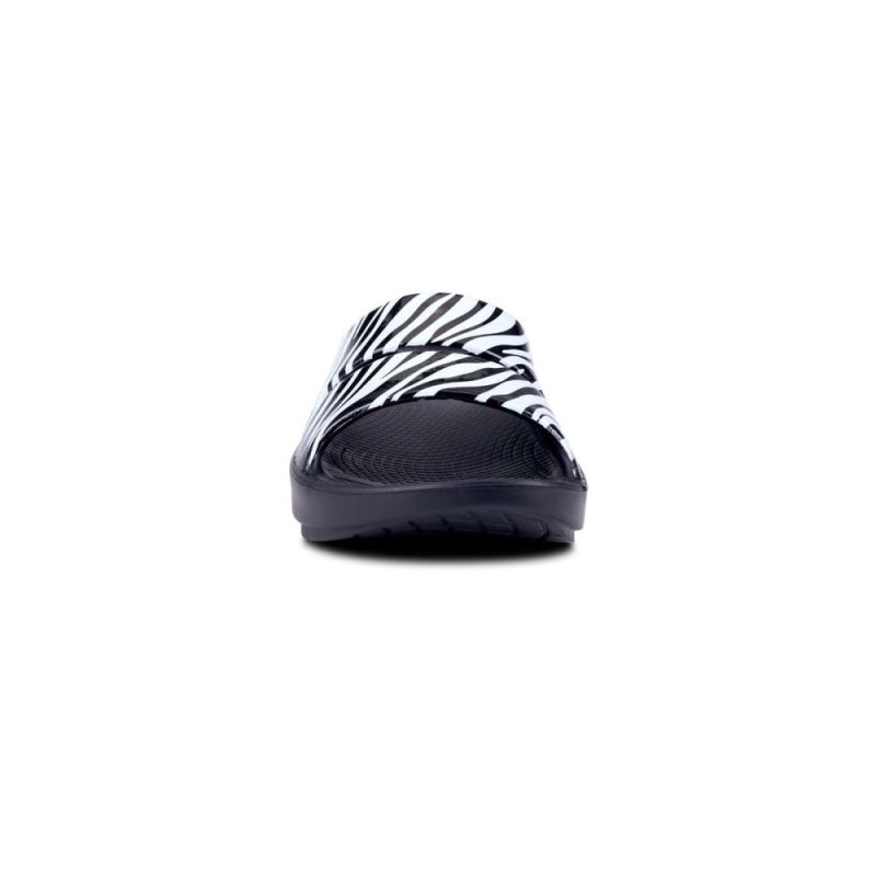 Oofos Women's OOahh Luxe Slide Sandal - Zebra ZbvTVPC5