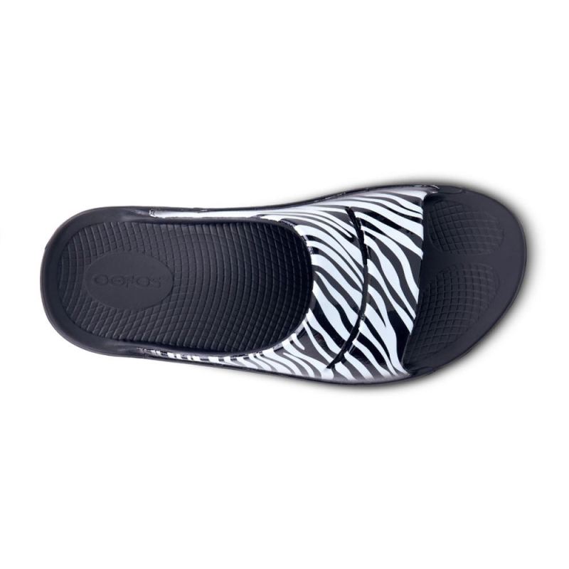 Oofos Women's OOahh Luxe Slide Sandal - Zebra ZbvTVPC5
