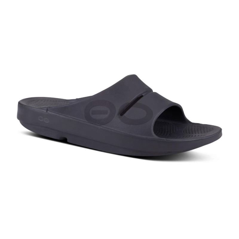 Oofos Women's OOahh Sport Slide Sandal - Black Matte