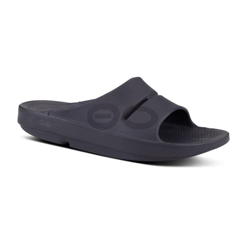 Oofos Men's OOahh Sport Slide Sandal - Black Matte MCnzEZR3