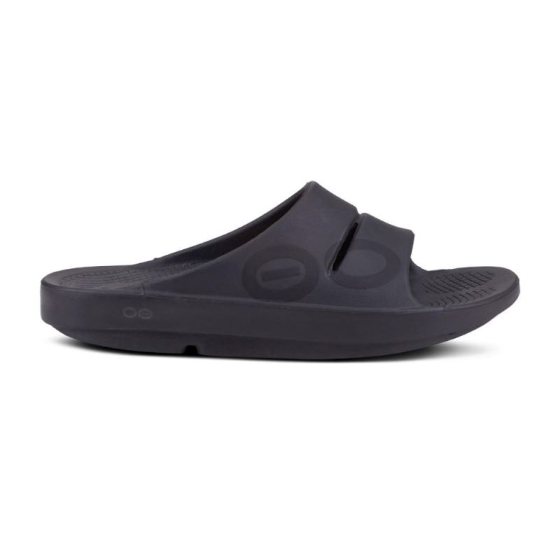 Oofos Men's OOahh Sport Slide Sandal - Black Matte MCnzEZR3