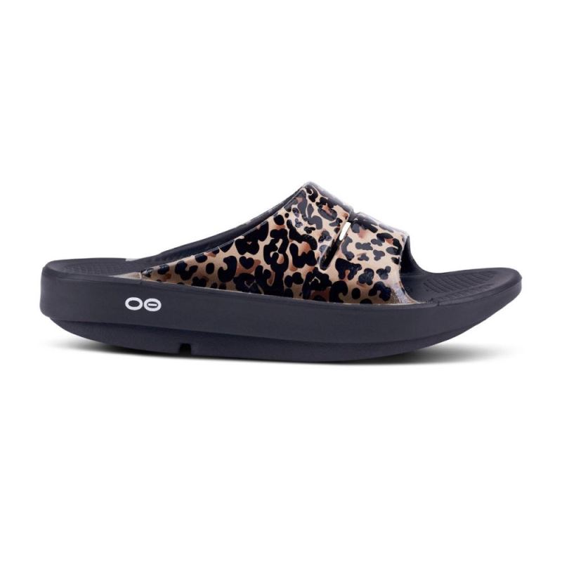 Oofos Women's OOahh Luxe Slide Sandal - Leopard AK11krTH
