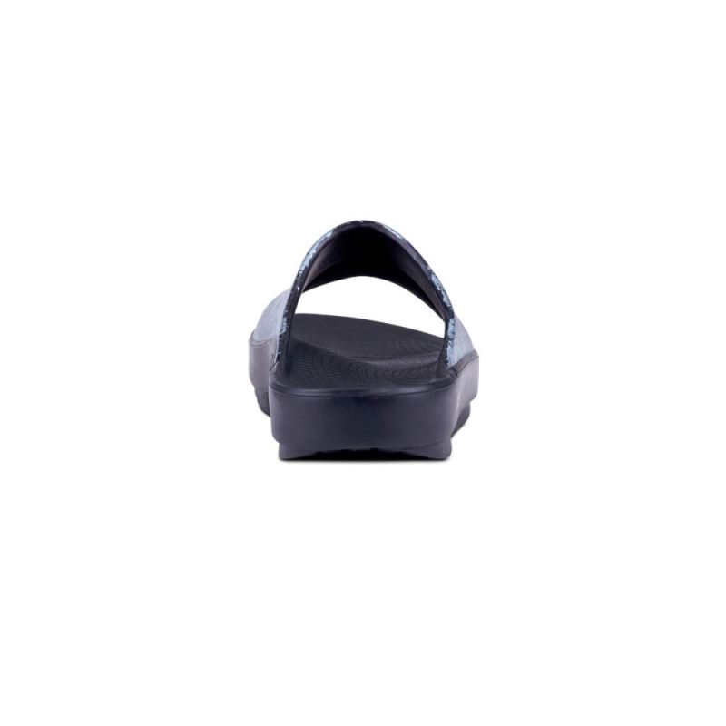 Oofos Women's OOahh Luxe Slide Sandal - Metallic Blue Snake eM6lkhqZ