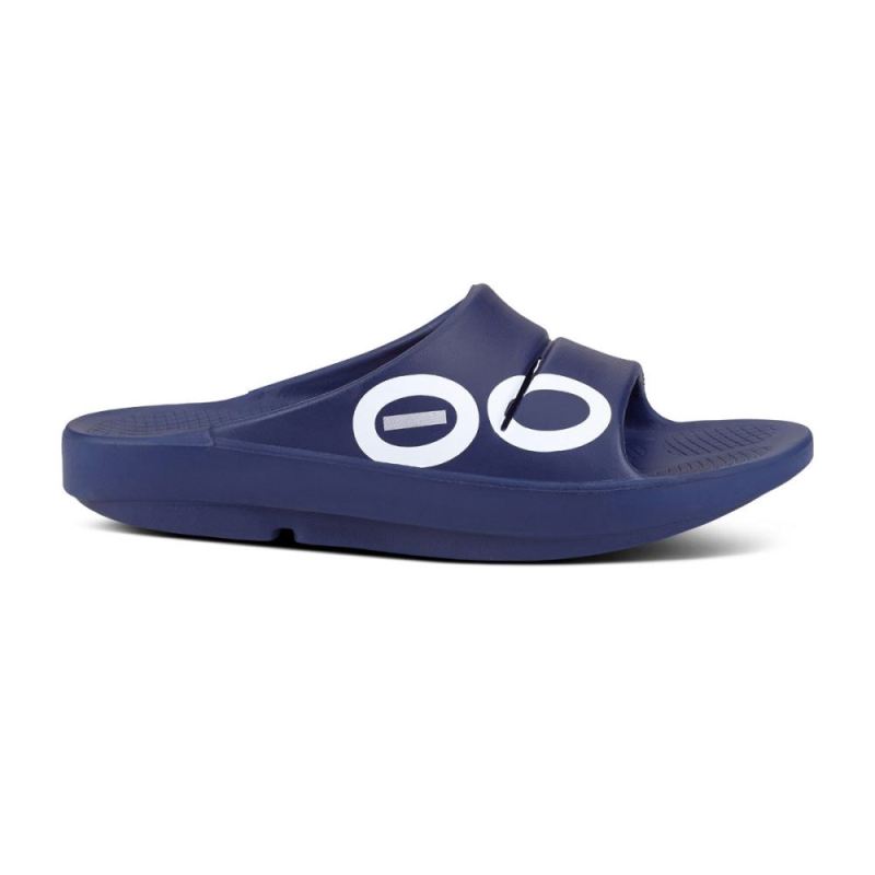 Oofos Women's OOahh Sport Slide Sandal - Navy White WVpcbRzP