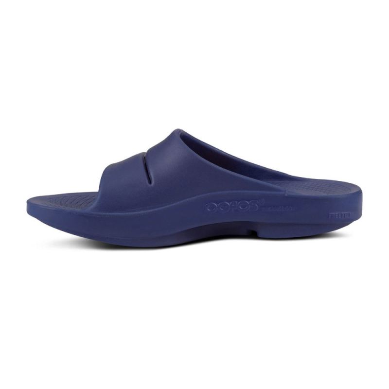 Oofos Women's OOahh Sport Slide Sandal - Navy White WVpcbRzP
