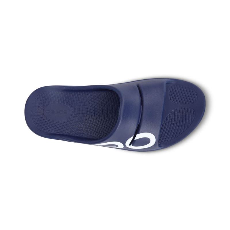 Oofos Women's OOahh Sport Slide Sandal - Navy White WVpcbRzP