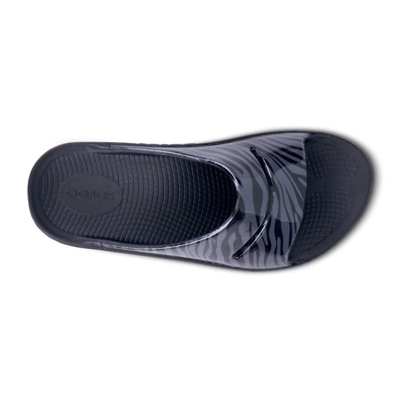 Oofos Women's OOahh Luxe Slide Sandal - Gray Zebra stzg82wK