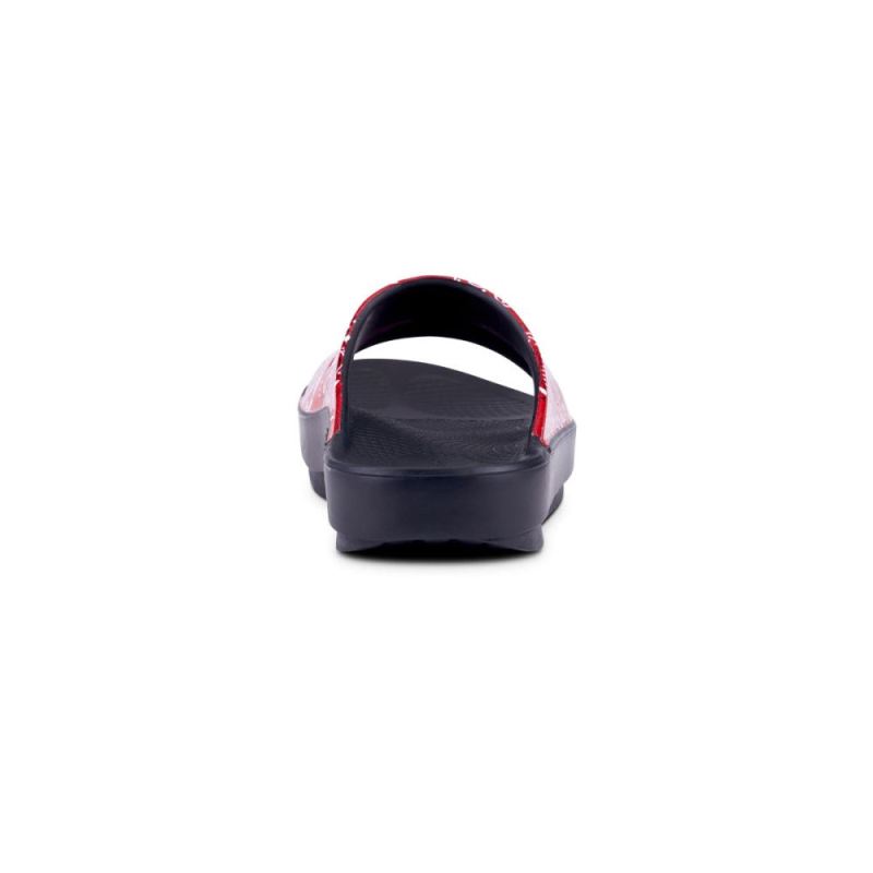 Oofos Women's OOahh Luxe Slide Sandal - Red Bandana 8NMT25D7