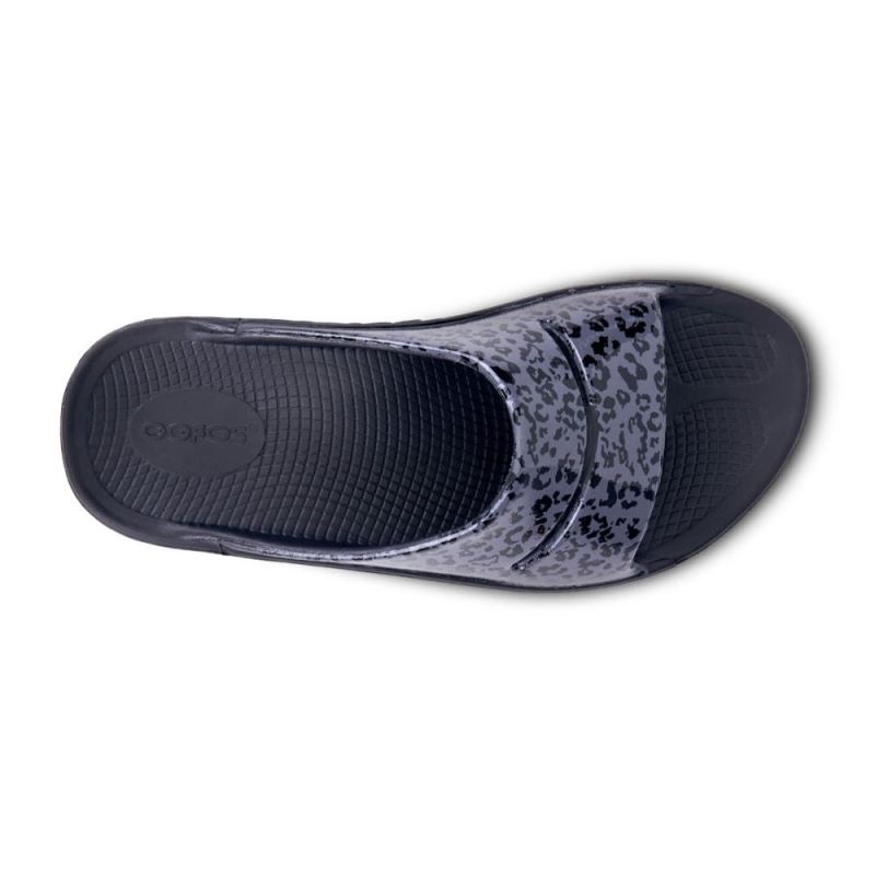 Oofos Women's OOahh Luxe Slide Sandal - Gray Leopard o6gFwOSx