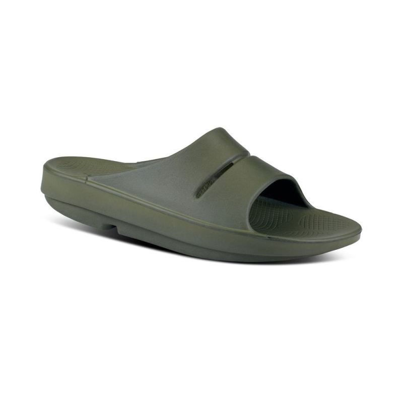 OOFOS WOMEN'S OOAHH SLIDE SANDAL - FOREST GREEN