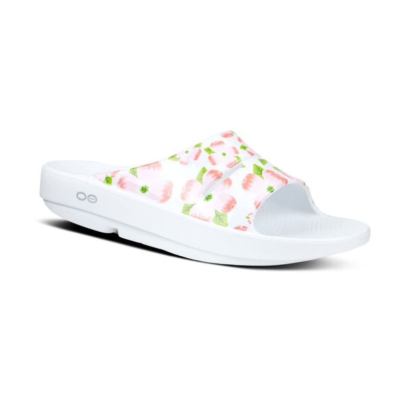 OOFOS WOMEN'S OOAHH LUXE SLIDE SANDAL - CHERRY BLOSSOM